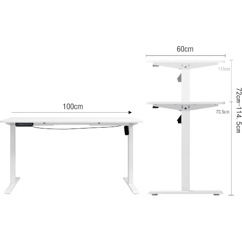 Elektrisch höhenverstellbarer Schreibtisch – 100 × 60 cm, Computertisch in Weiß