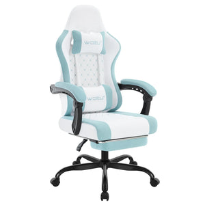Gaming-Stuhl mit Fußstütze – Drehbarer Computerstuhl mit Kopfstütze und Kissen, 70 × 70 × 127 cm