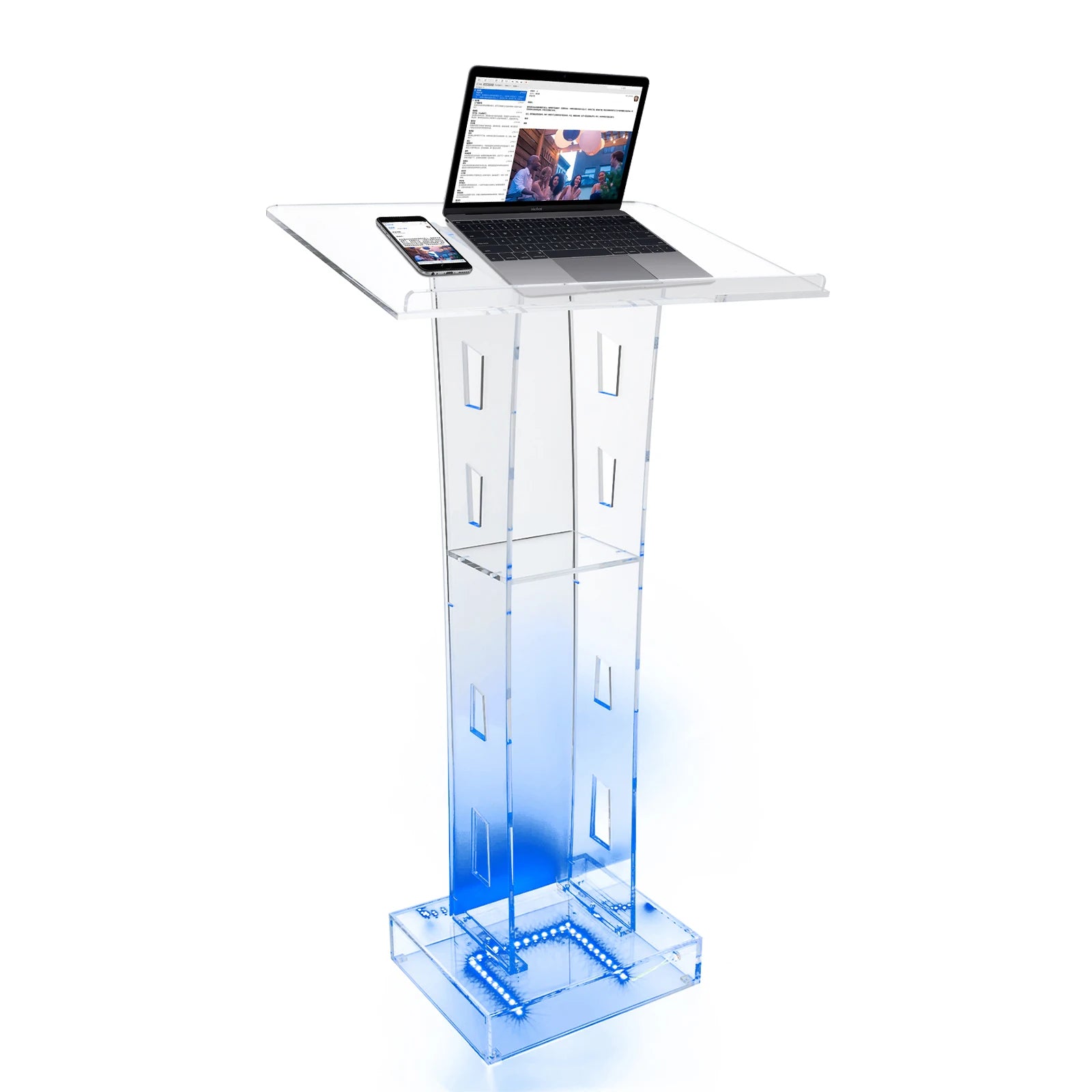 Acryl Rednerpult mit LED-Beleuchtung – Transparentes Podium für Kirche, Schule und Konferenz