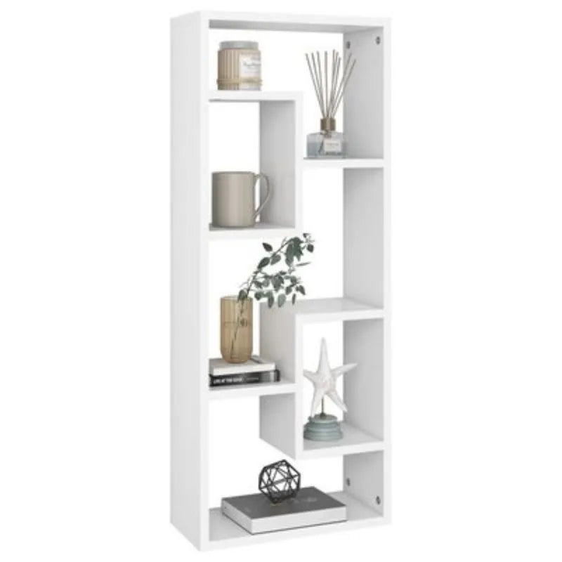 Wandregal aus Sperrholz Weiß – 36 × 16 × 90 cm, Schwebendes Regal mit verdeckter Halterung